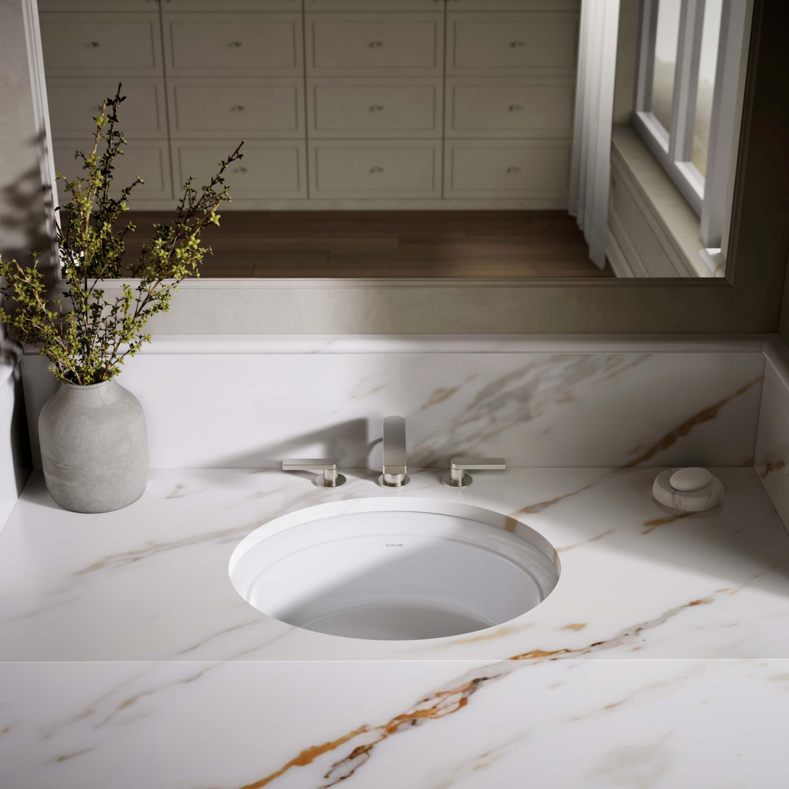 Kohler K-21782 Artifacts 17-5/16" Oval Vitreous China Undermount Bathroom Sink with Overflow -