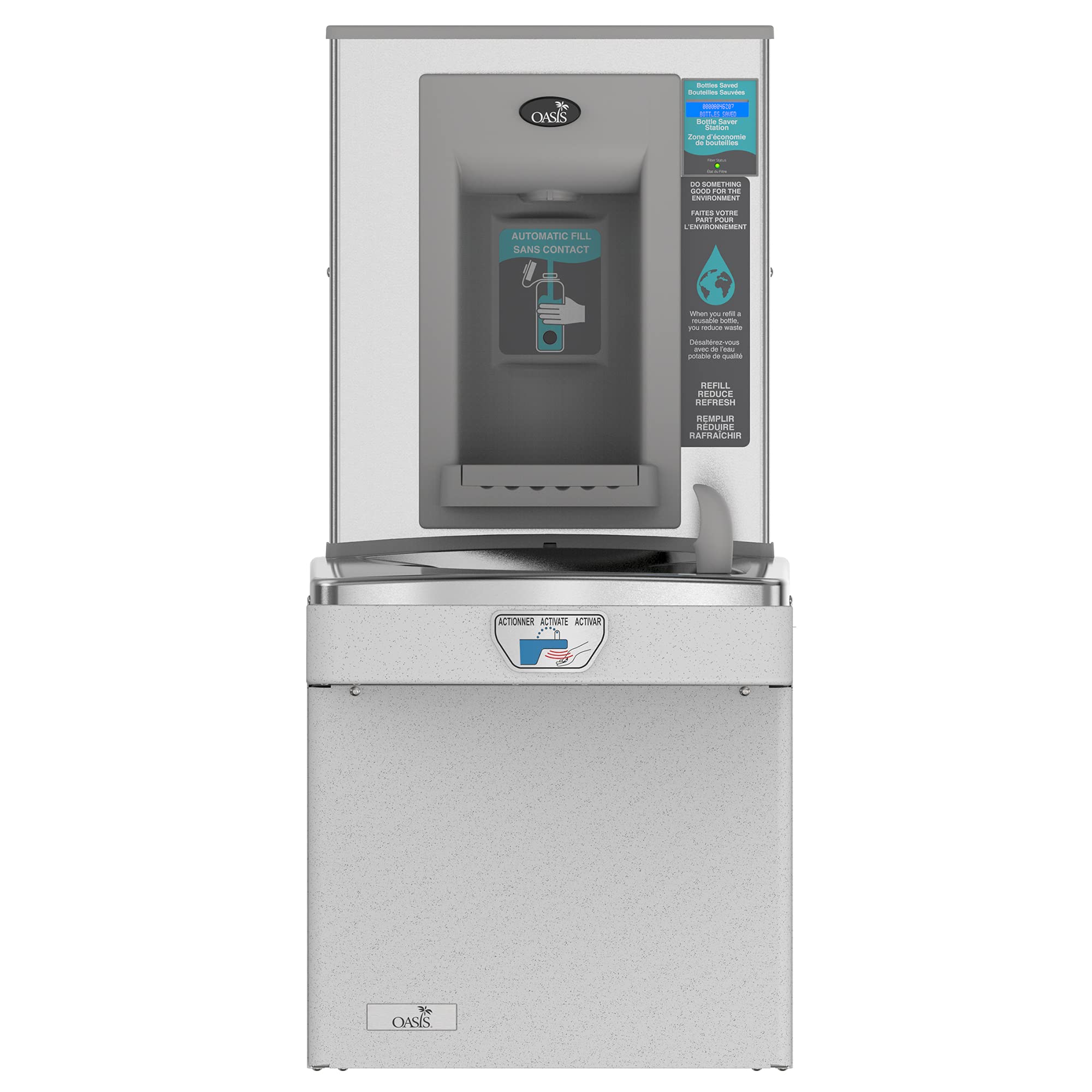 Oasis PG8EBFT VersaCooler II Contactless Drinking Fountain and Bottle Filler Combo