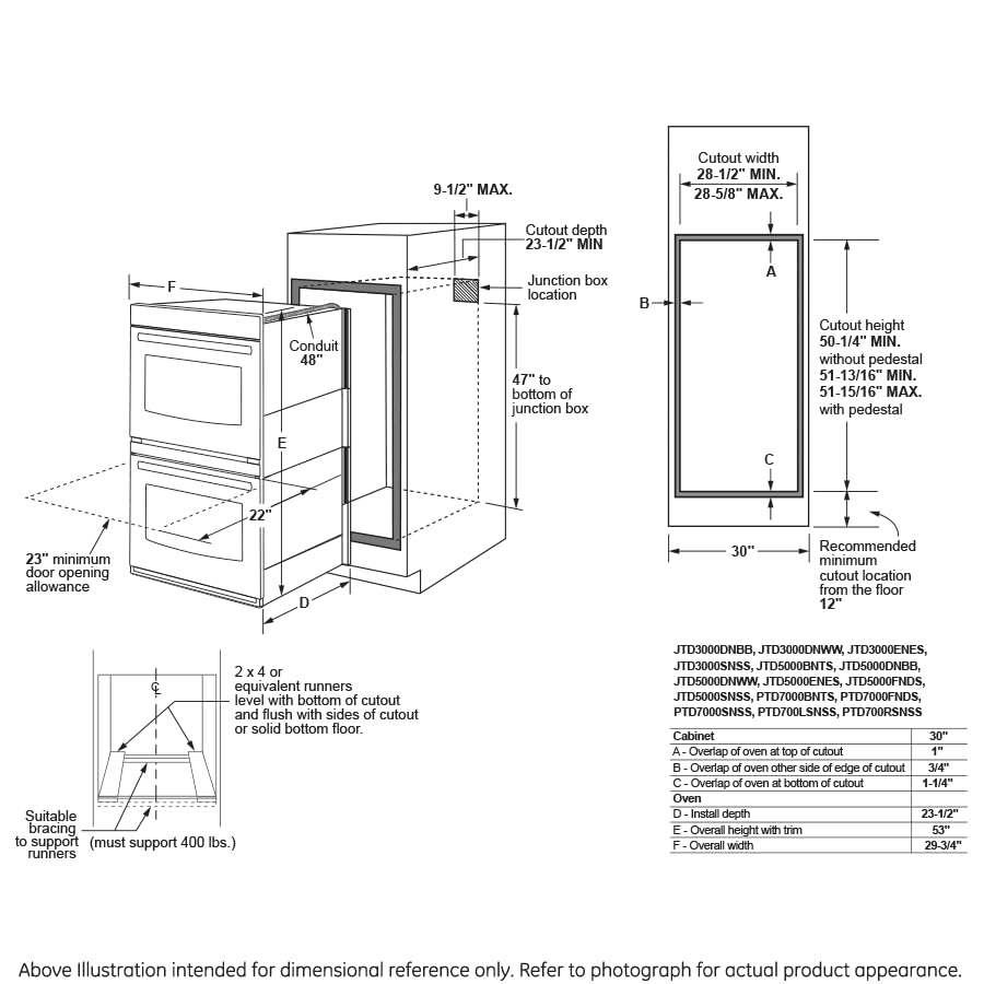 GE PTD7000SNSS Profile Series 30" Built-In Convection Double Wall Oven - Stainless Steel