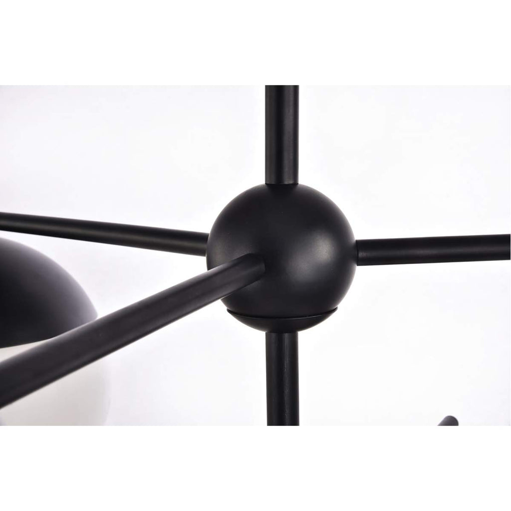 Living District Eclipse 6 Lights Black Pendant with Frosted White Glass