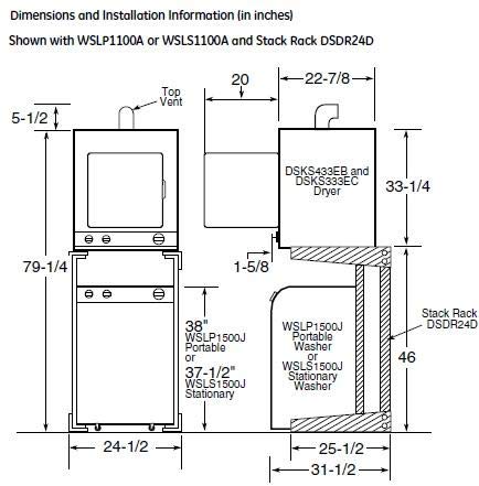 GE DSKS433EBWW Space Maker 240V 3.6 Cu. Ft. Stationary Electric Dryer, White