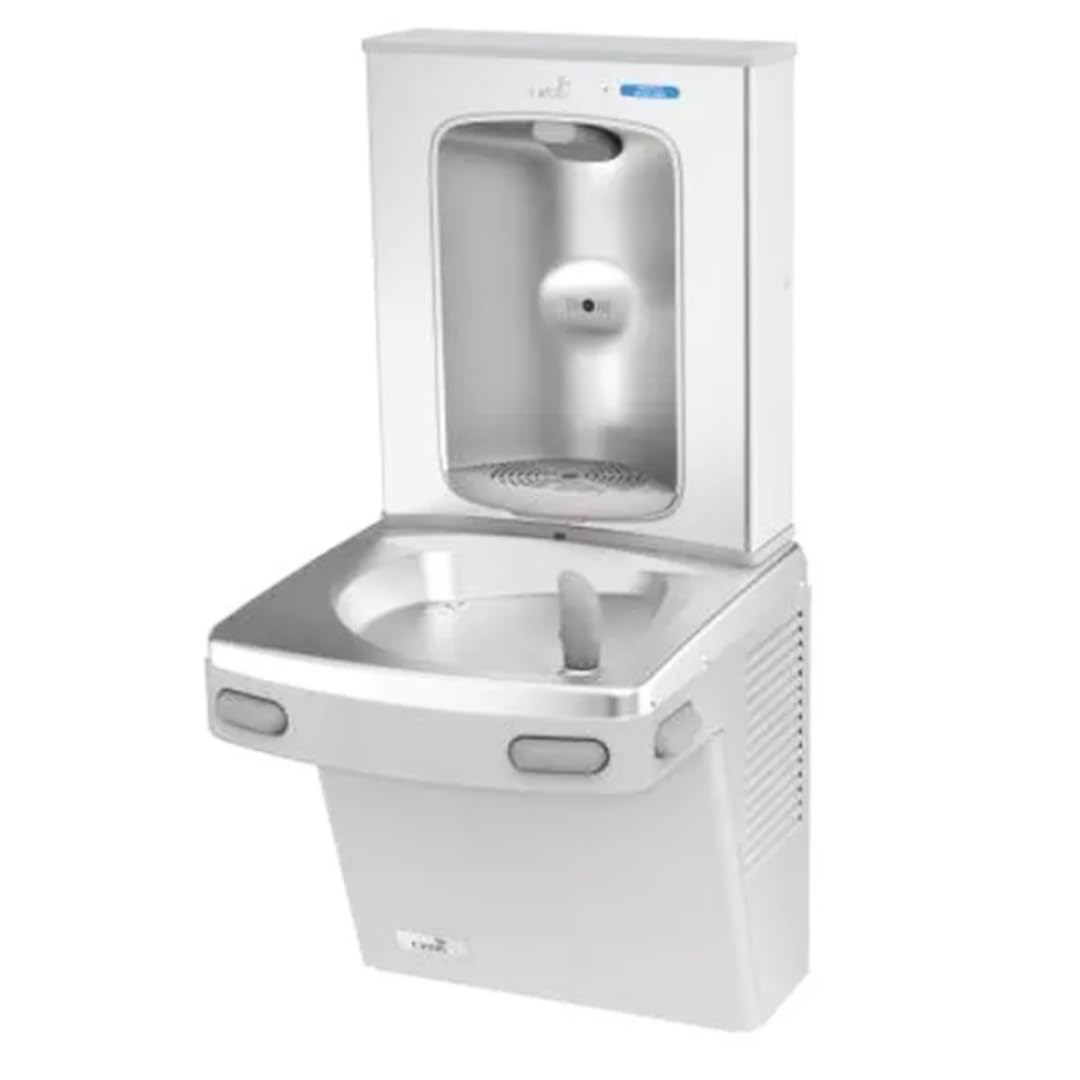Oasis VersaCooler® II Water Drinking Fountain Wall Mount Indoor in Greystone with Electric Bottle Filling Station, 8PH, ADA Compliant - 18" D x 18" W x 38" H