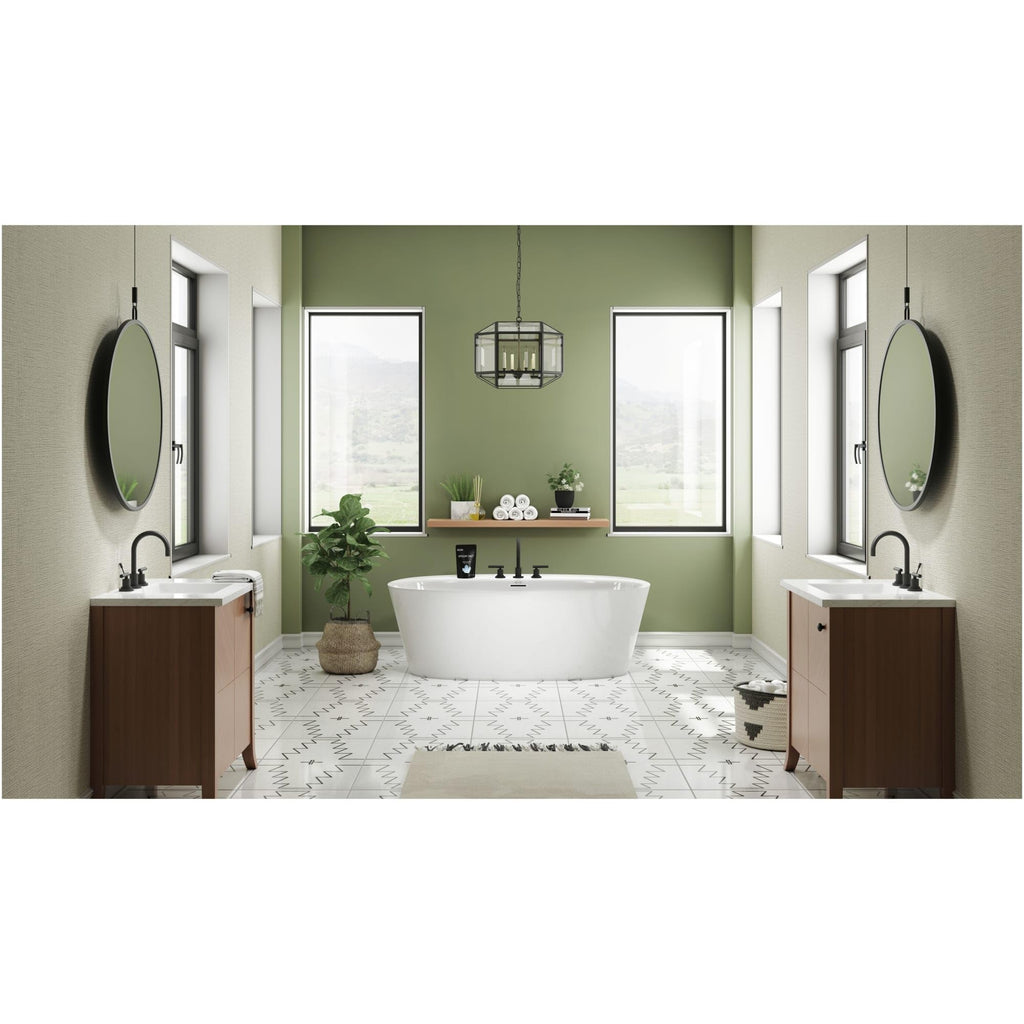 Amalia 67" Free Standing Acrylic Soaking Tub with Center Drain, Pop-Up Drain Assembly and Overflow