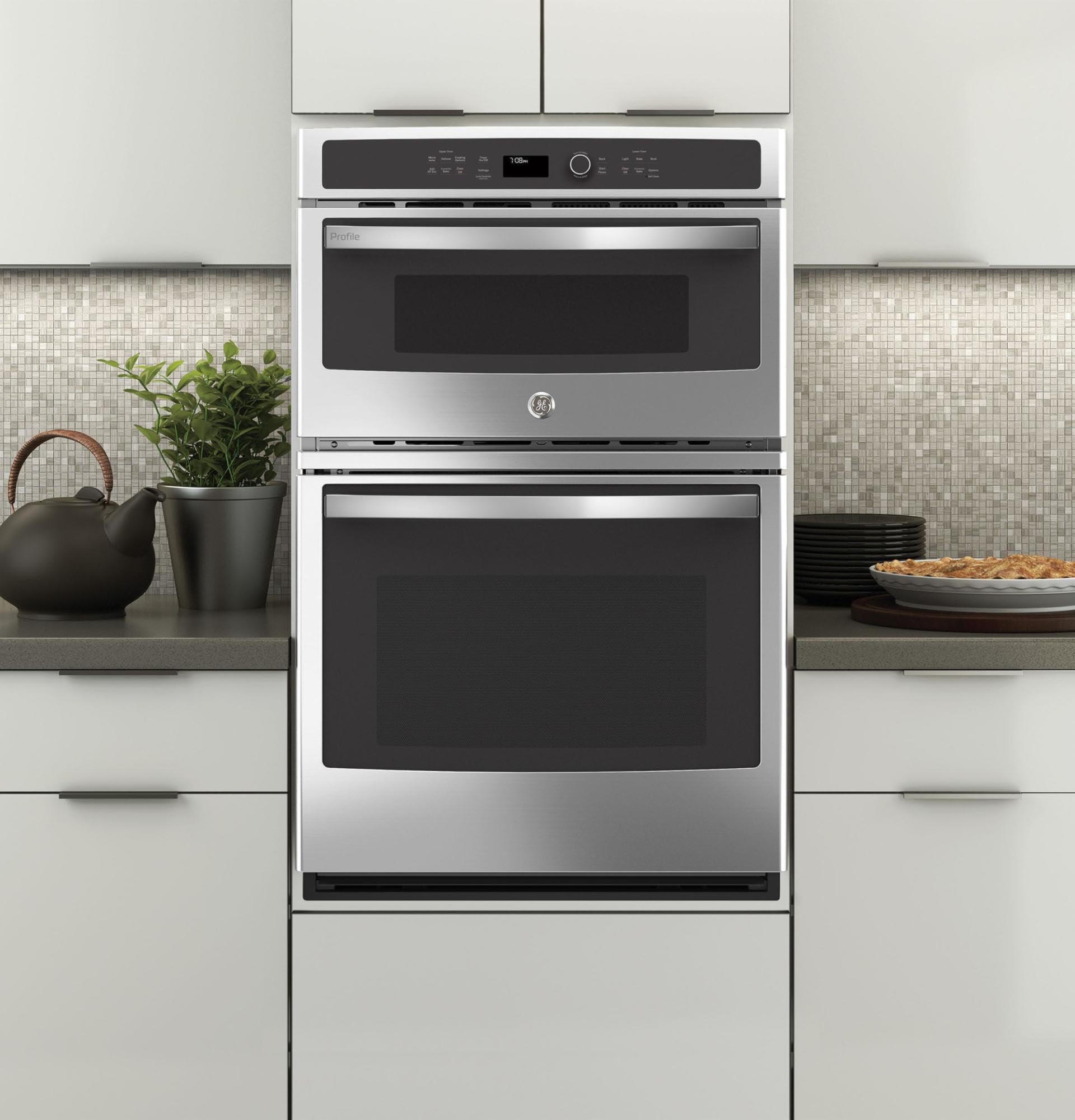 GE PK7800SKSS Electric Combination Wall Oven, Solid Black