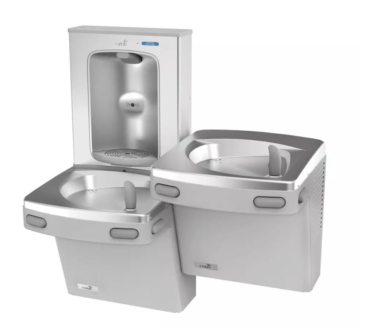 Oasis PG8ACSL Versacooler II Bi-Level Water Drinking Fountain - Standard 100 Micron Strainer Included – 8 GPH, ADA Compliant, Greystone Stainless Finish - 18" D x 34" W x 38" H