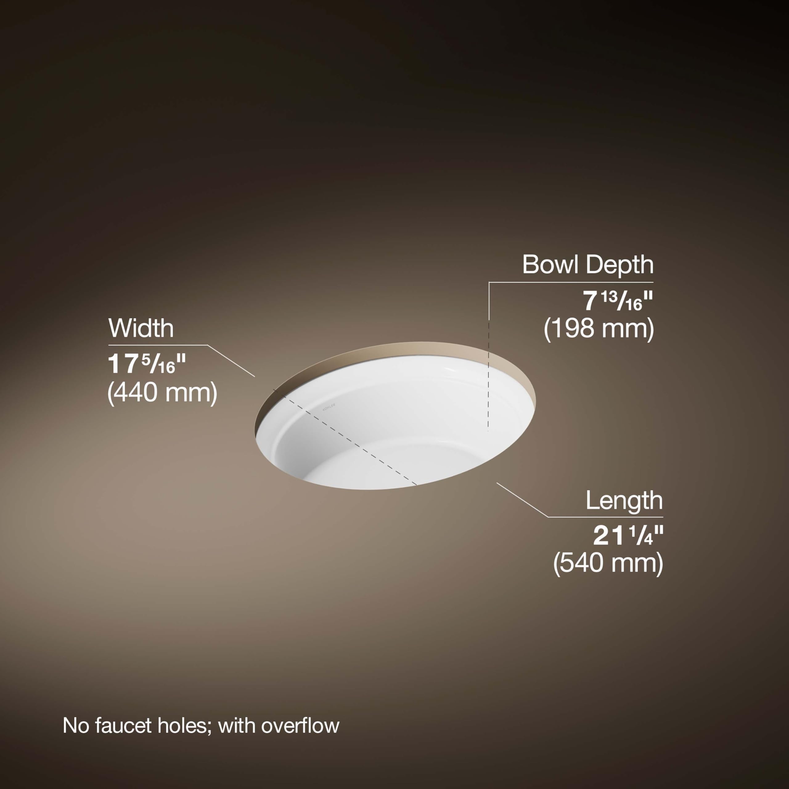 Kohler K-21782 Artifacts 17-5/16" Oval Vitreous China Undermount Bathroom Sink with Overflow -