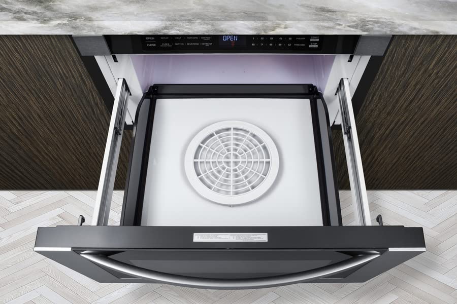 Summit MDR30SS 30" Wide Built-In Drawer Microwave for Installation in Wall or Island Openings, 1.2 cu.ft. Interior, 115V AC/60 Hz, Black/SS