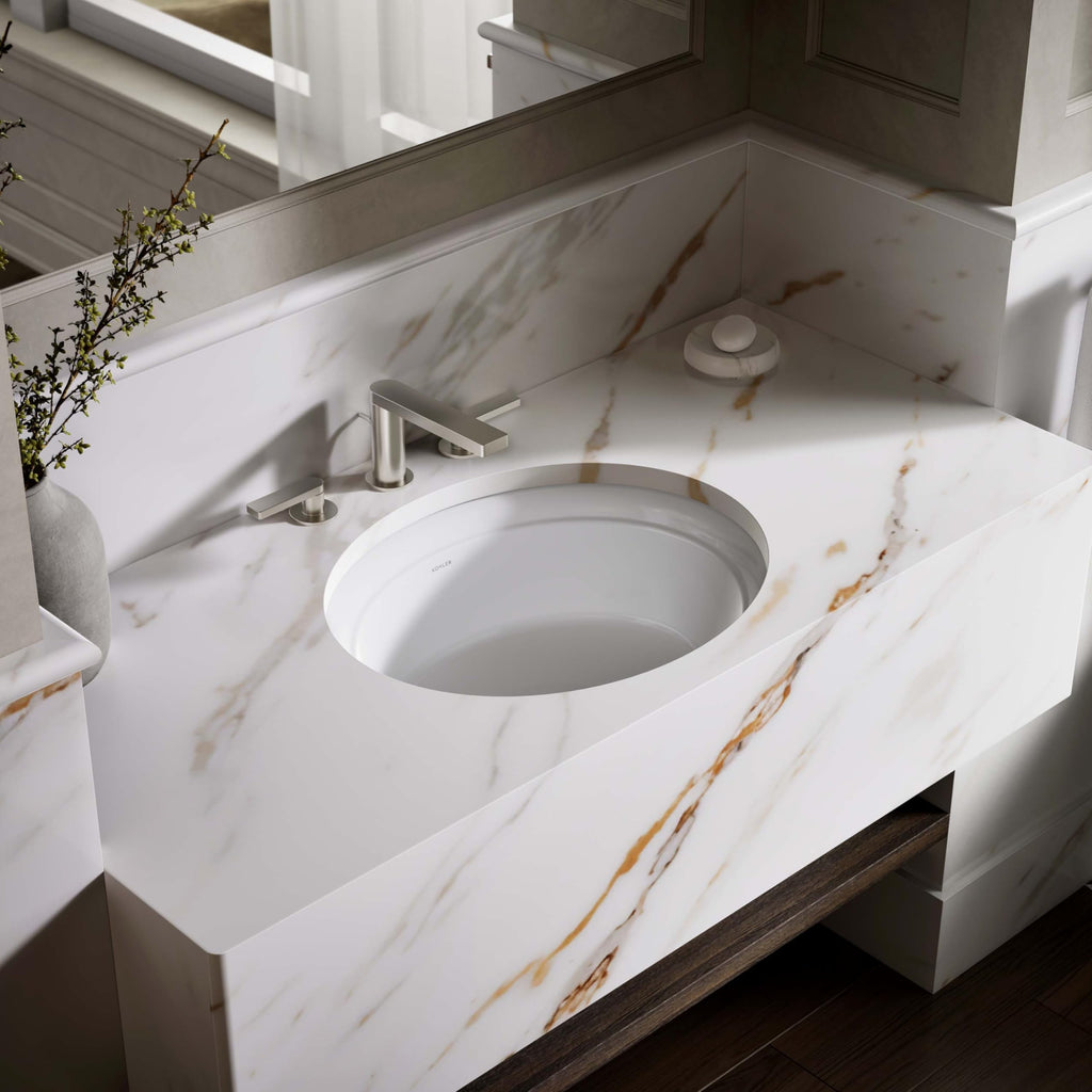 Kohler K-21782 Artifacts 17-5/16" Oval Vitreous China Undermount Bathroom Sink with Overflow -