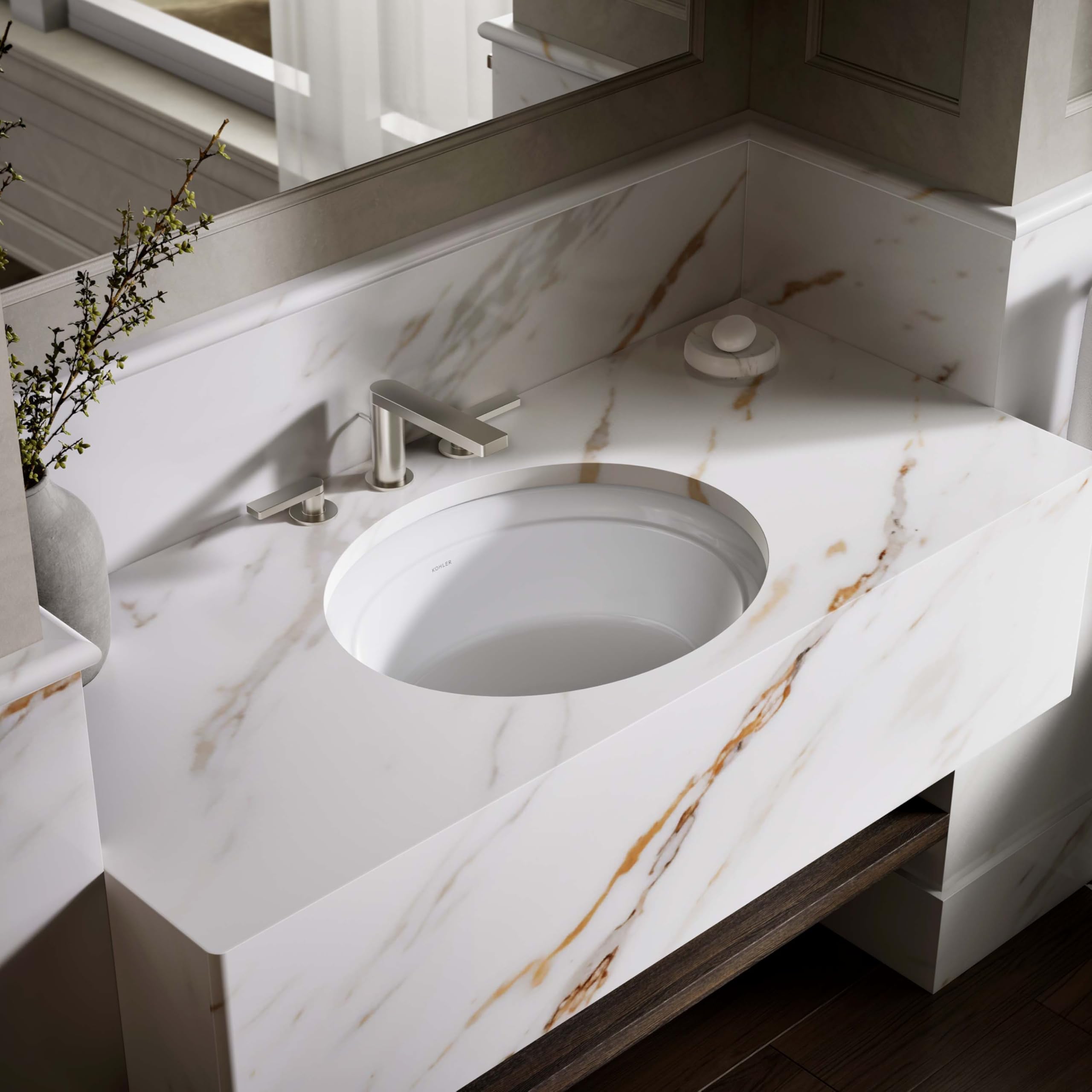 Kohler K-21782 Artifacts 17-5/16" Oval Vitreous China Undermount Bathroom Sink with Overflow -