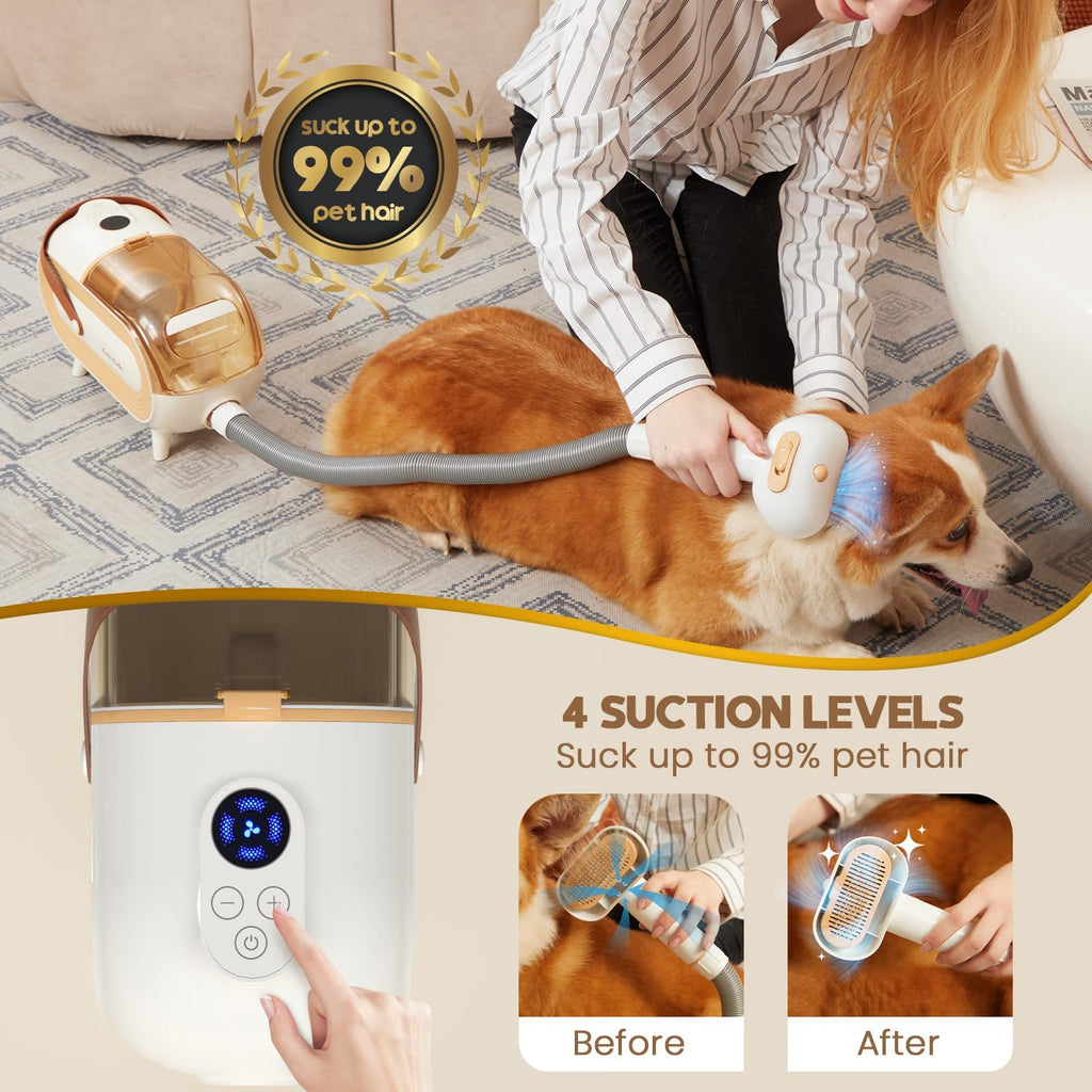 8 in 1 Pet Grooming Kit - Powerful Vacuum Suction for Dogs, 2L Large Capacity Dog Hair Groomer with Brush for Shedding