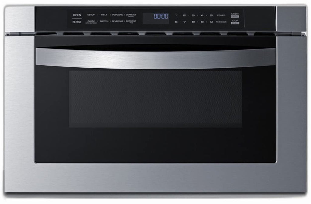Summit MDR30SS 30" Wide Built-In Drawer Microwave for Installation in Wall or Island Openings, 1.2 cu.ft. Interior, 115V AC/60 Hz, Black/SS