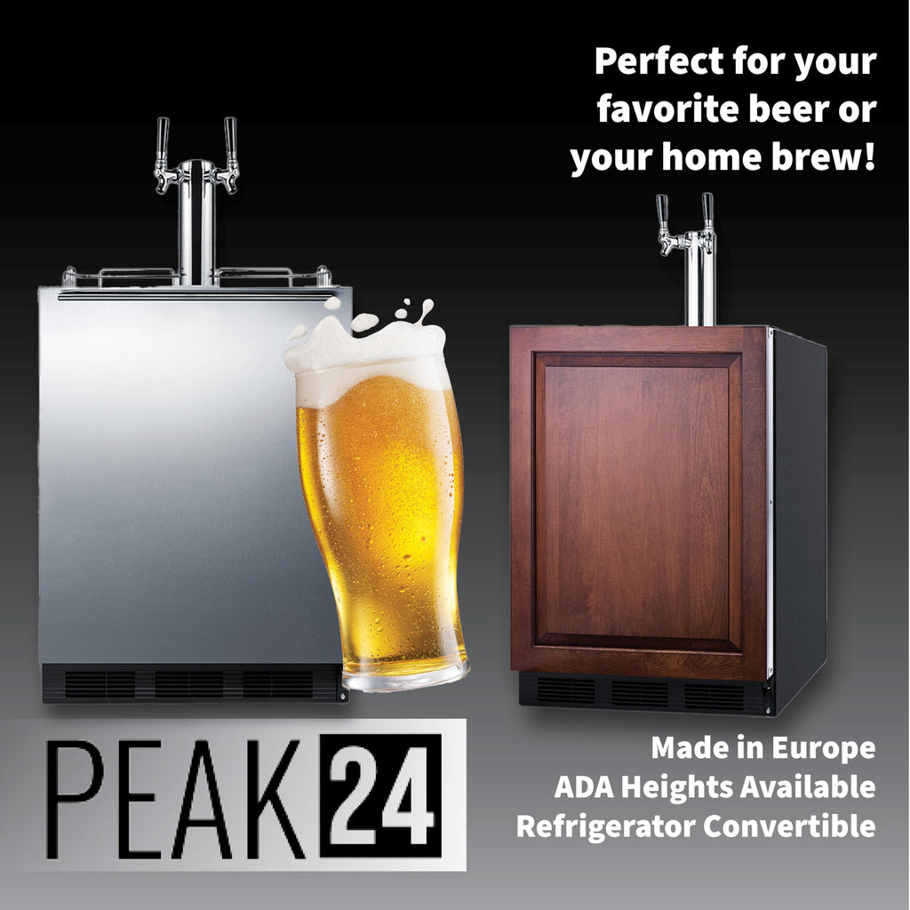 Summit SBC58BLBIADA 24 Inch Wide 5.5 Cu. Ft. Built-In Beer Double Tap Kegerator with Tap Kit -