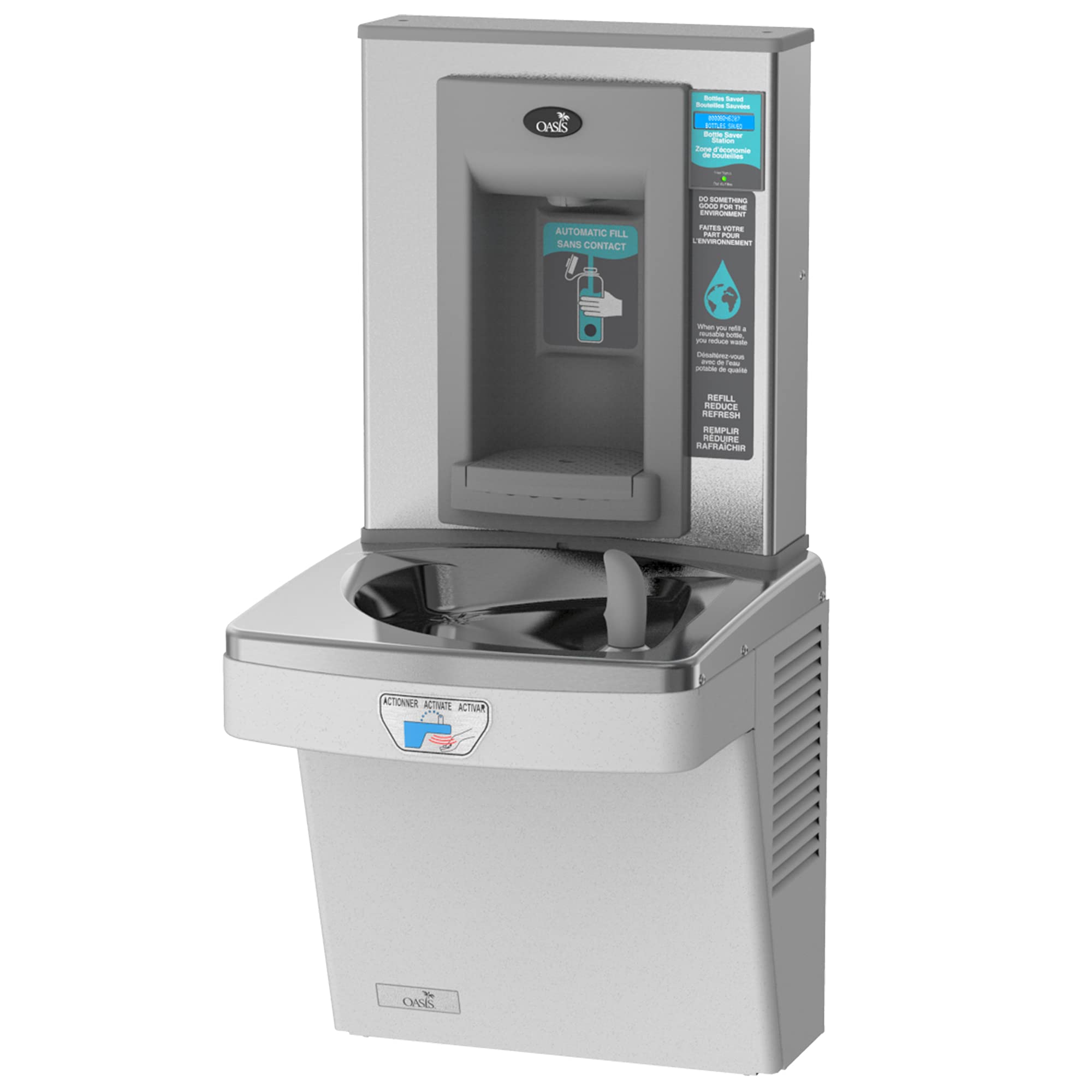Oasis PG8EBFT VersaCooler II Contactless Drinking Fountain and Bottle Filler Combo