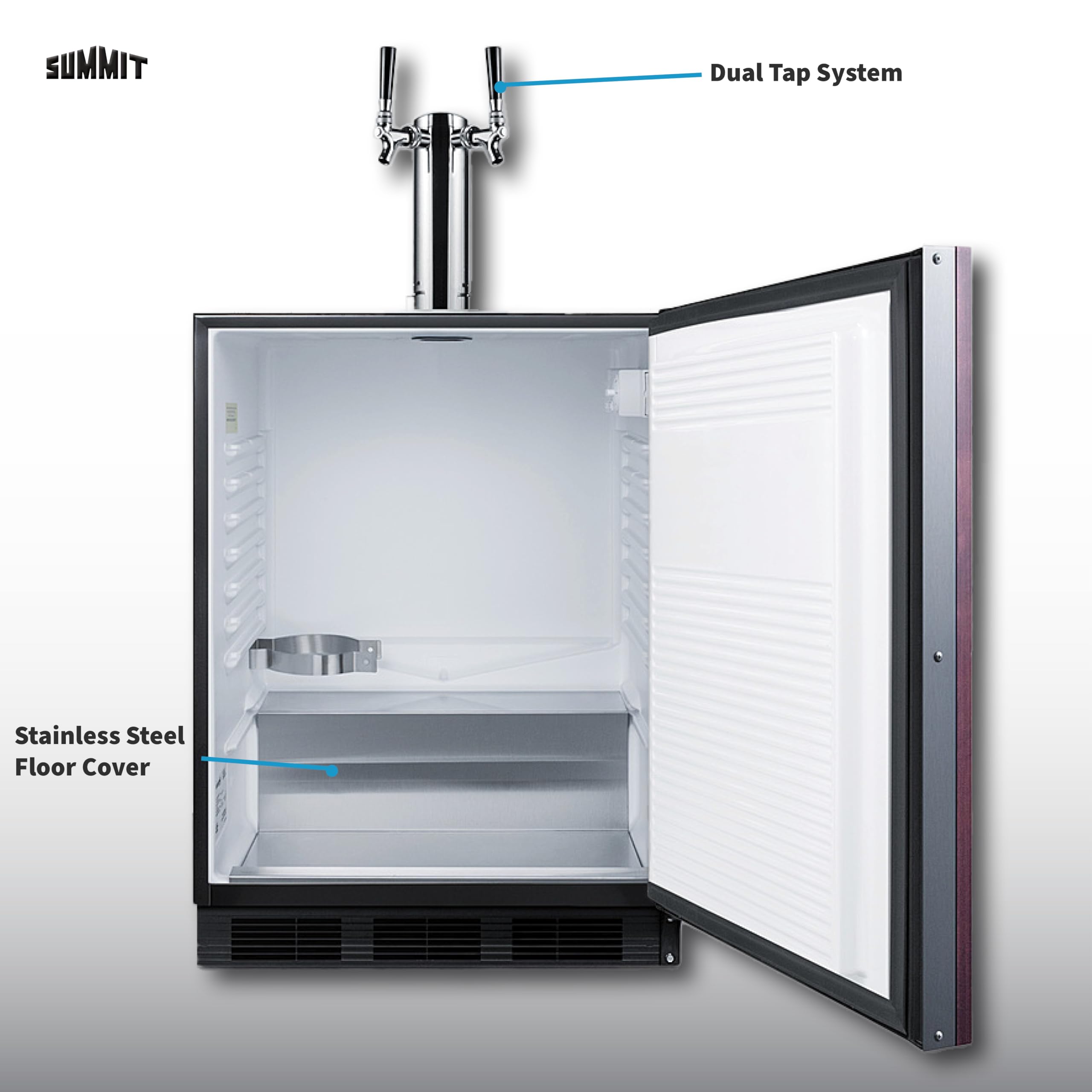 Summit SBC58BLBIADA 24 Inch Wide 5.5 Cu. Ft. Built-In Beer Double Tap Kegerator with Tap Kit -