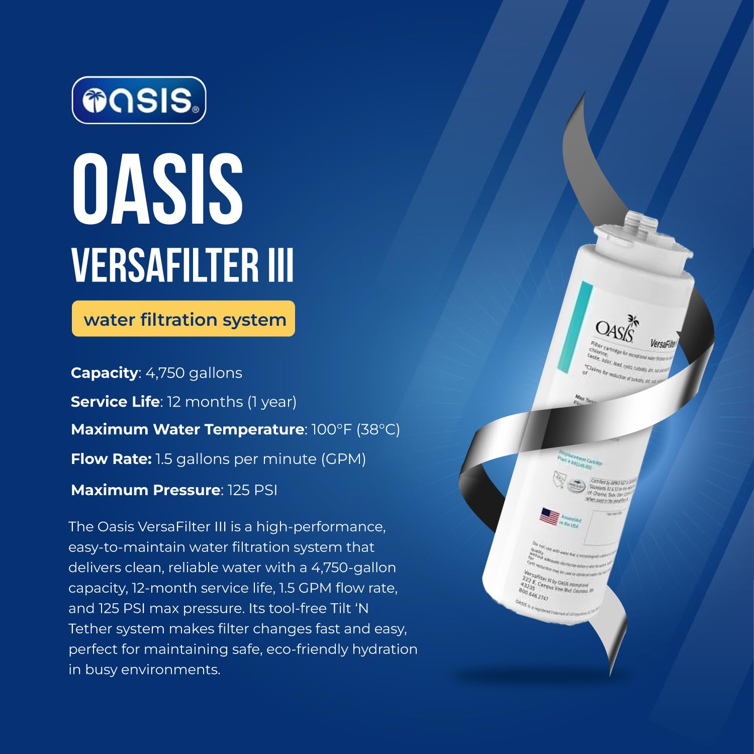 Oasis VersaCooler OPGV8FEBFSTN Wall Mount Filtered Water Drinking Fountain in Stainless Steel with Electric Bottle Filling Station Built in Water Filter, 8PH, ADA Compliant - 18" D x 18" W x 38" H