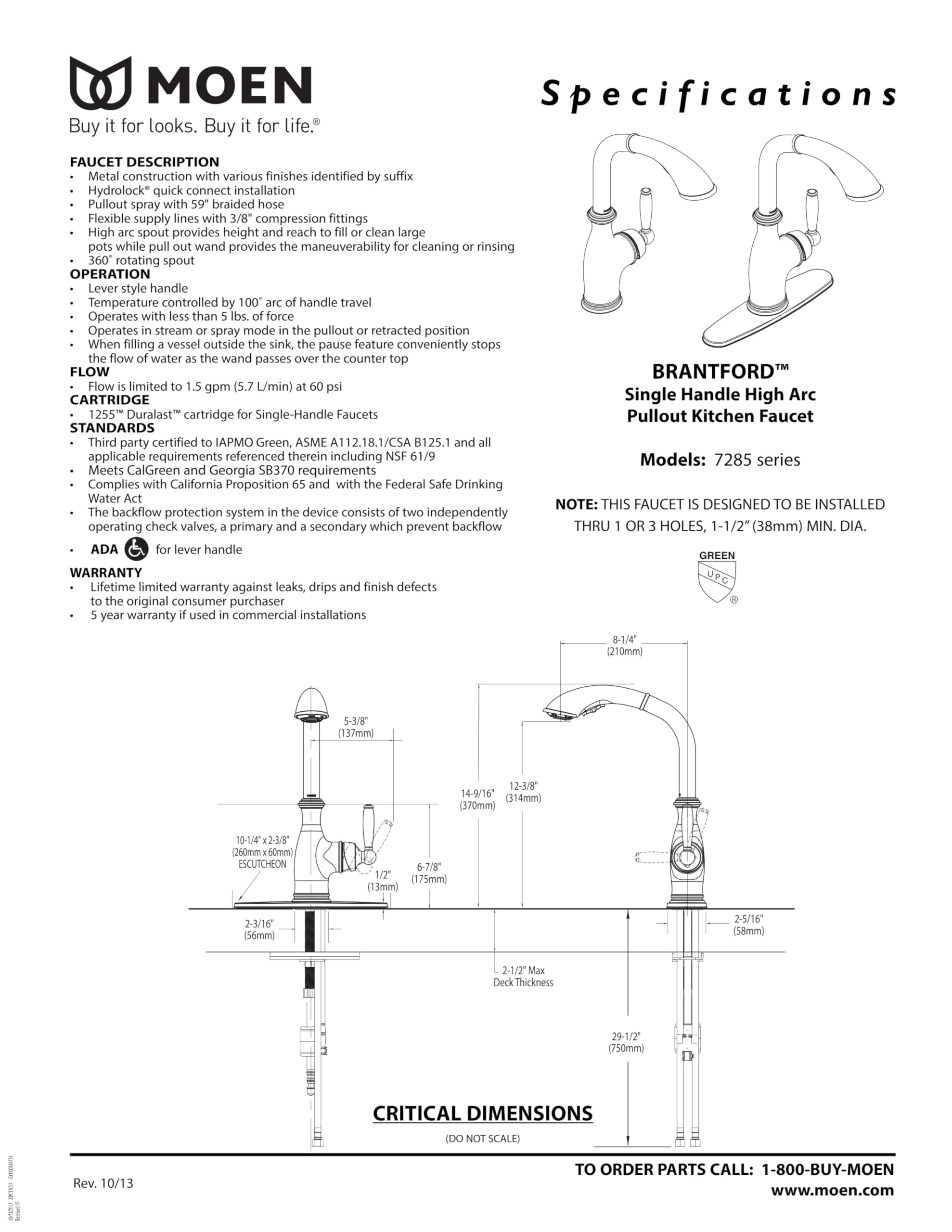Moen Collection Freestanding Tub Filler Single Riser Floor