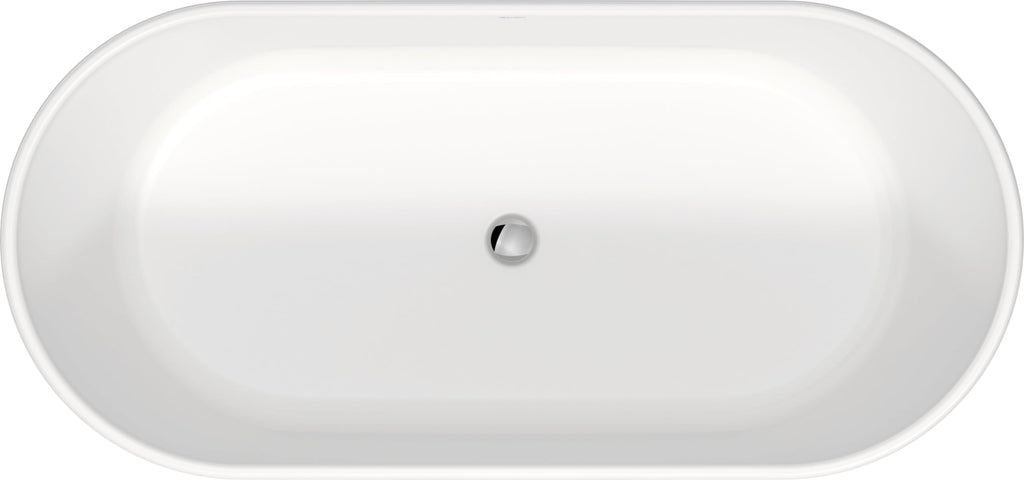 Duravit 700477-C-18TALL D-Neo 63" Free Standing Solid Surface Soaking Tub with Center Drain, Drain Assembly, and Overflow -