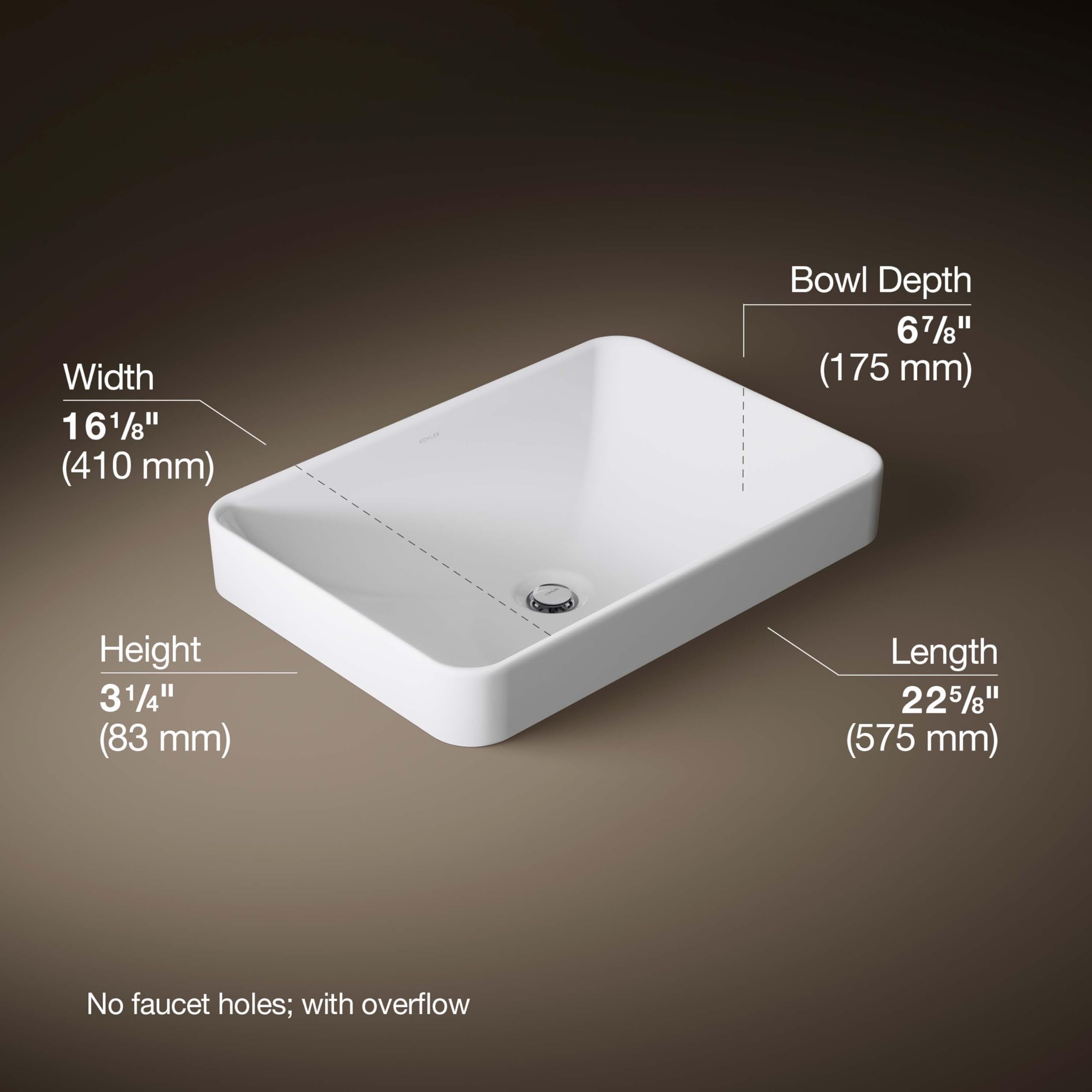 5373 - Vox Bathroom Sink (No faucet holes)