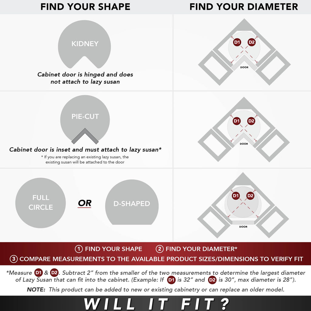 Rev-A-Shelf 24" Full Circle Lazy Susan Turntable Storage Organizer for Corner Kitchen Cabinets with Swivel Bearings, Maple Wood, LD-4BW-001-24SB-1