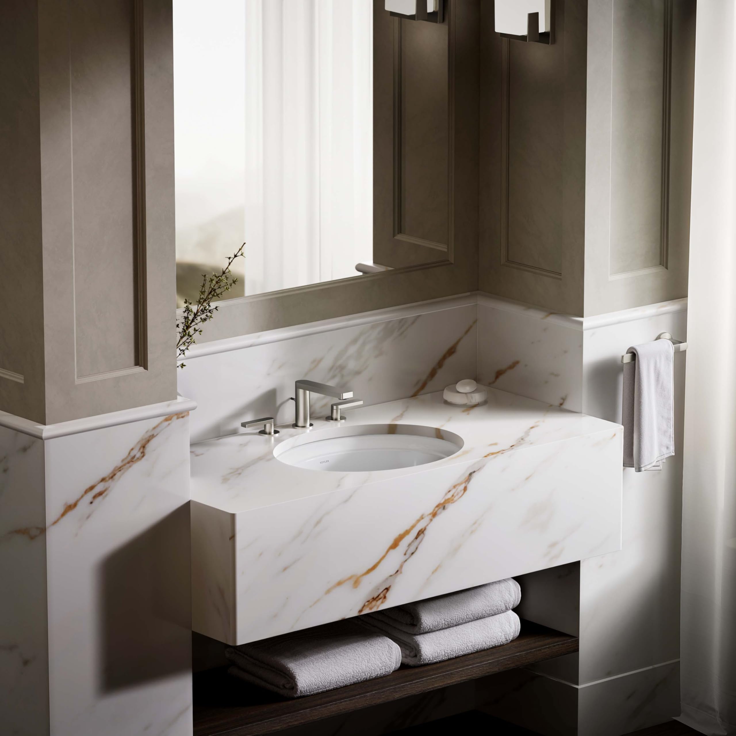 Kohler K-21782 Artifacts 17-5/16" Oval Vitreous China Undermount Bathroom Sink with Overflow -