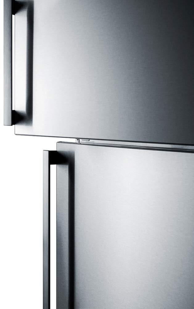 Summit Appliance FF1512SSIM ENERGY STAR Certified Counter Depth 28" Wide 12.6 Cu.Ft. Top Mount Refrigerator-Freezer with Stainless Steel Door, Platinum Cabinet and Icemaker