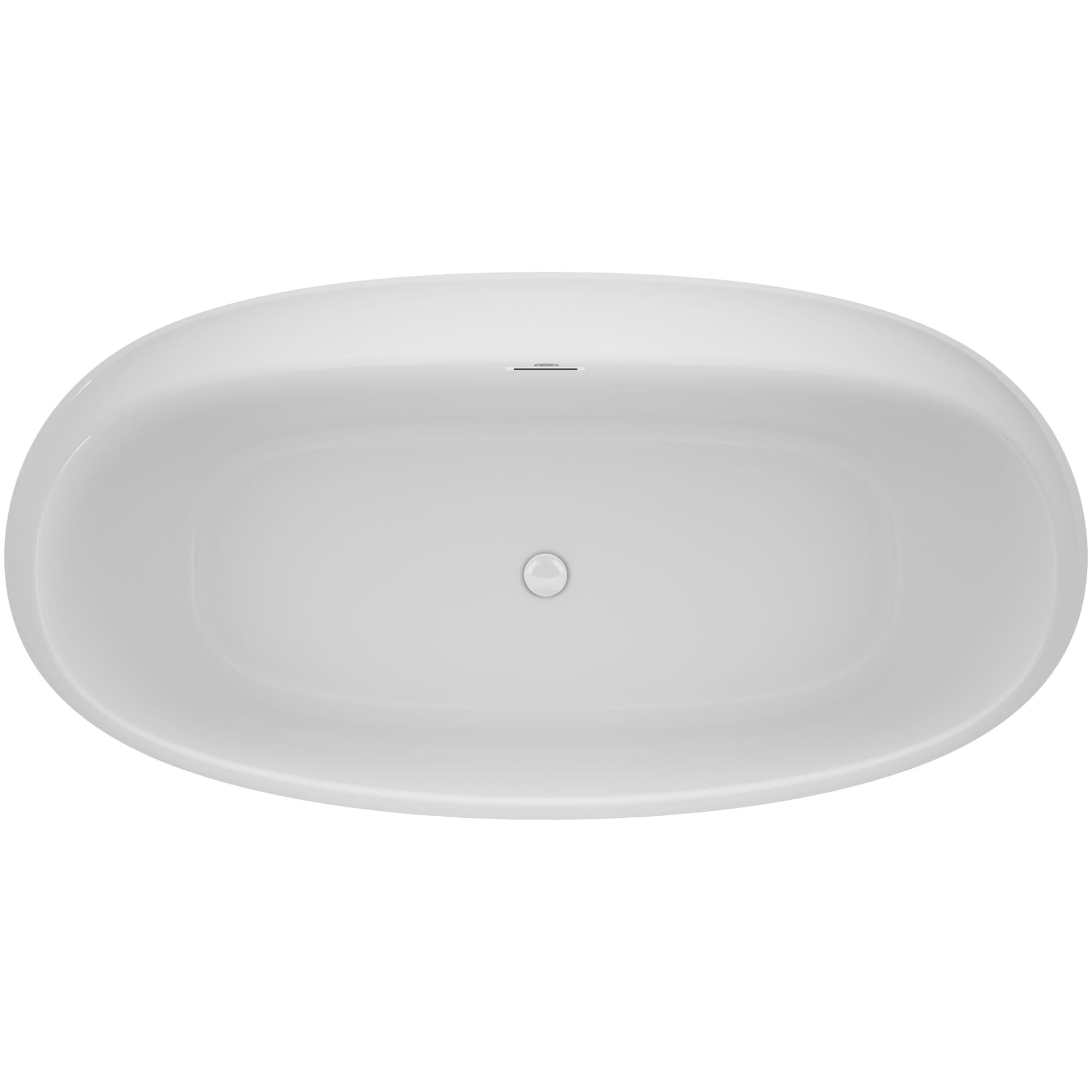 Amalia 67" Free Standing Acrylic Soaking Tub with Center Drain, Pop-Up Drain Assembly and Overflow