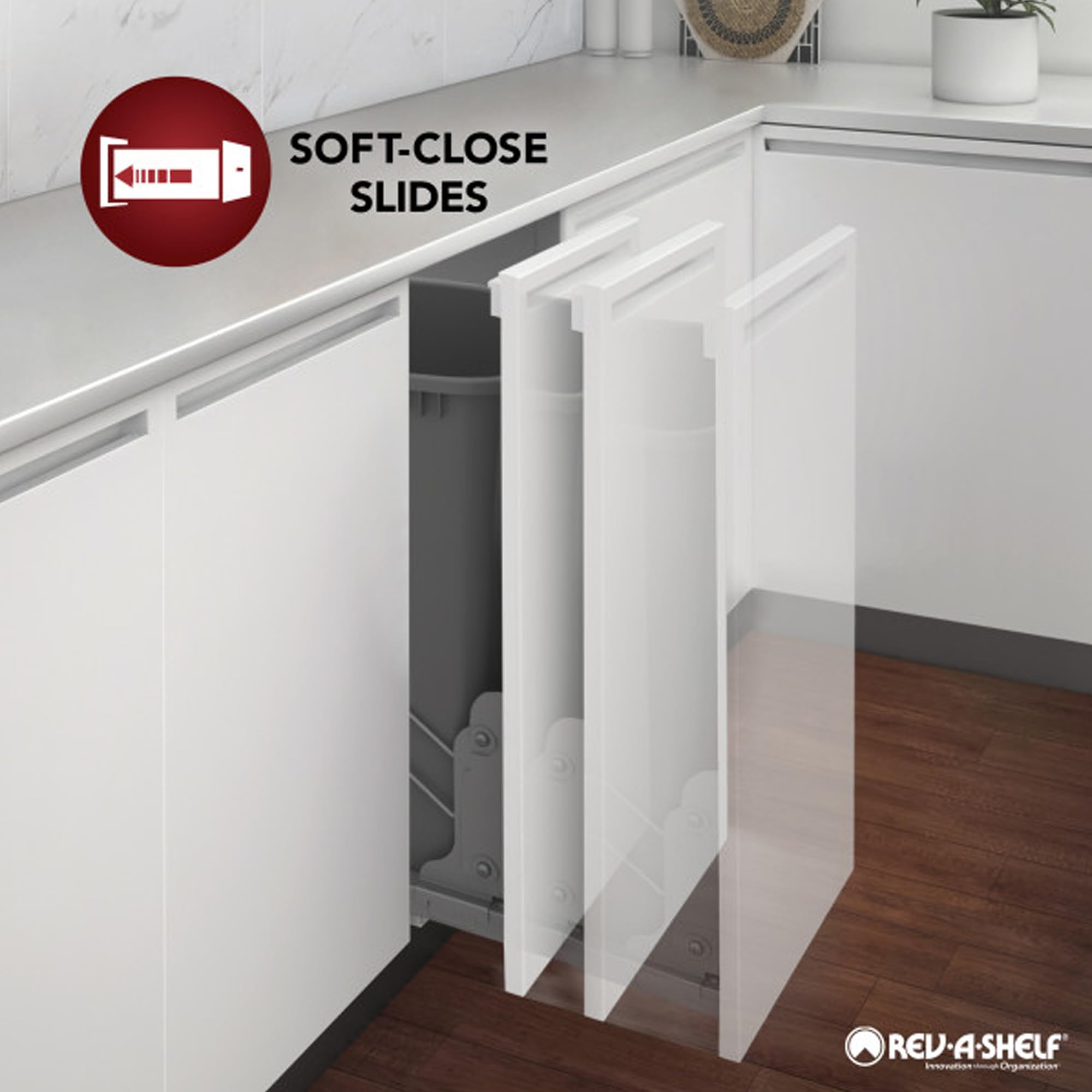 Rev-A-Shelf 5PSP-15SC 5PSP Series Pull Out 2 Tier Blind Corner Kitchen Cabinet Organizer with Soft Close for 15 Inch Cabinet Opening