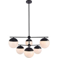 Living District Eclipse 6 Lights Black Pendant with Frosted White Glass