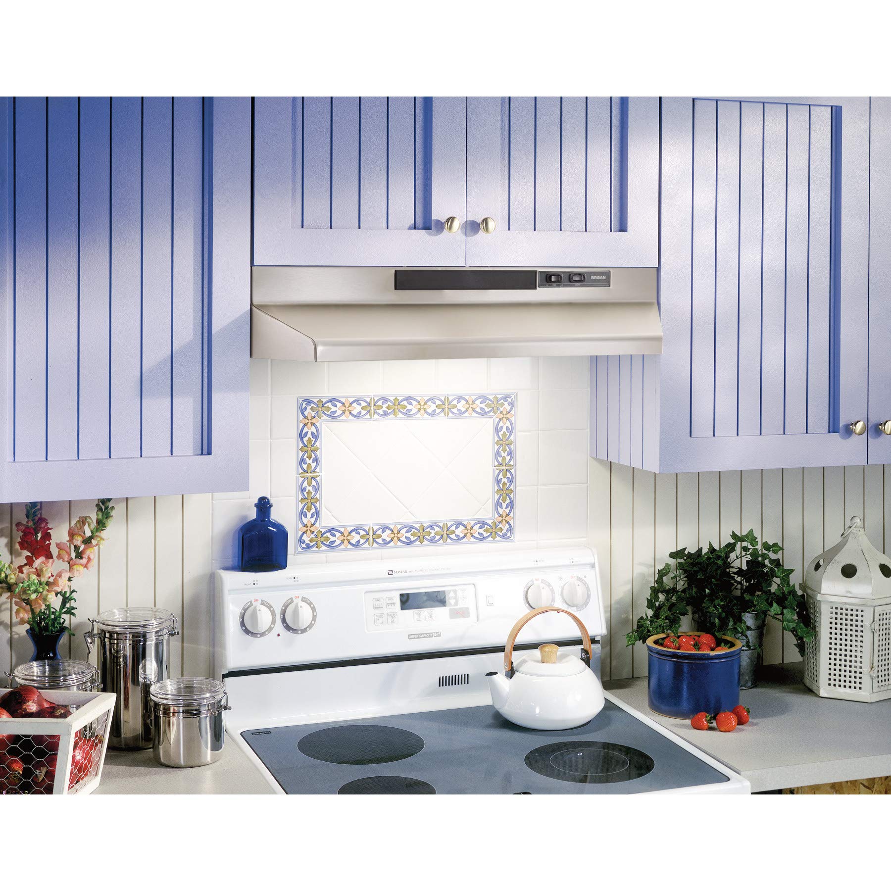 Broan-NuTone F402401 Exhaust Fan for Under Cabinet Two-Speed Four-Way Convertible Range Hood Insert with Light, 24-Inch, White