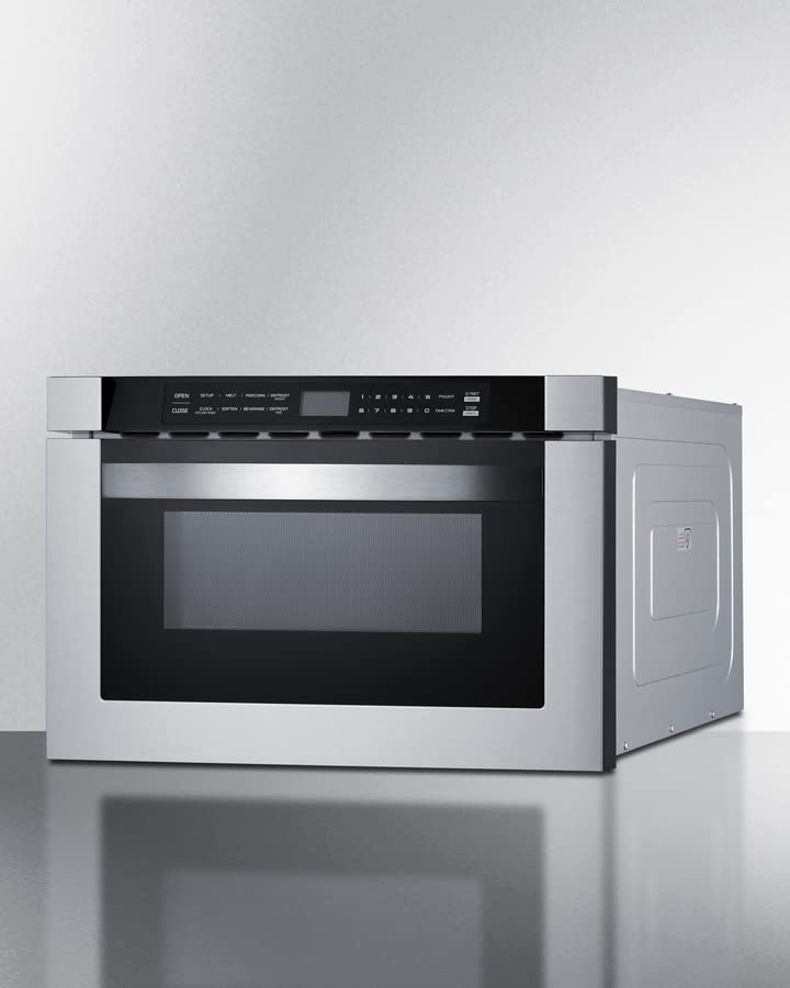 Summit MDR30SS 30" Wide Built-In Drawer Microwave for Installation in Wall or Island Openings, 1.2 cu.ft. Interior, 115V AC/60 Hz, Black/SS