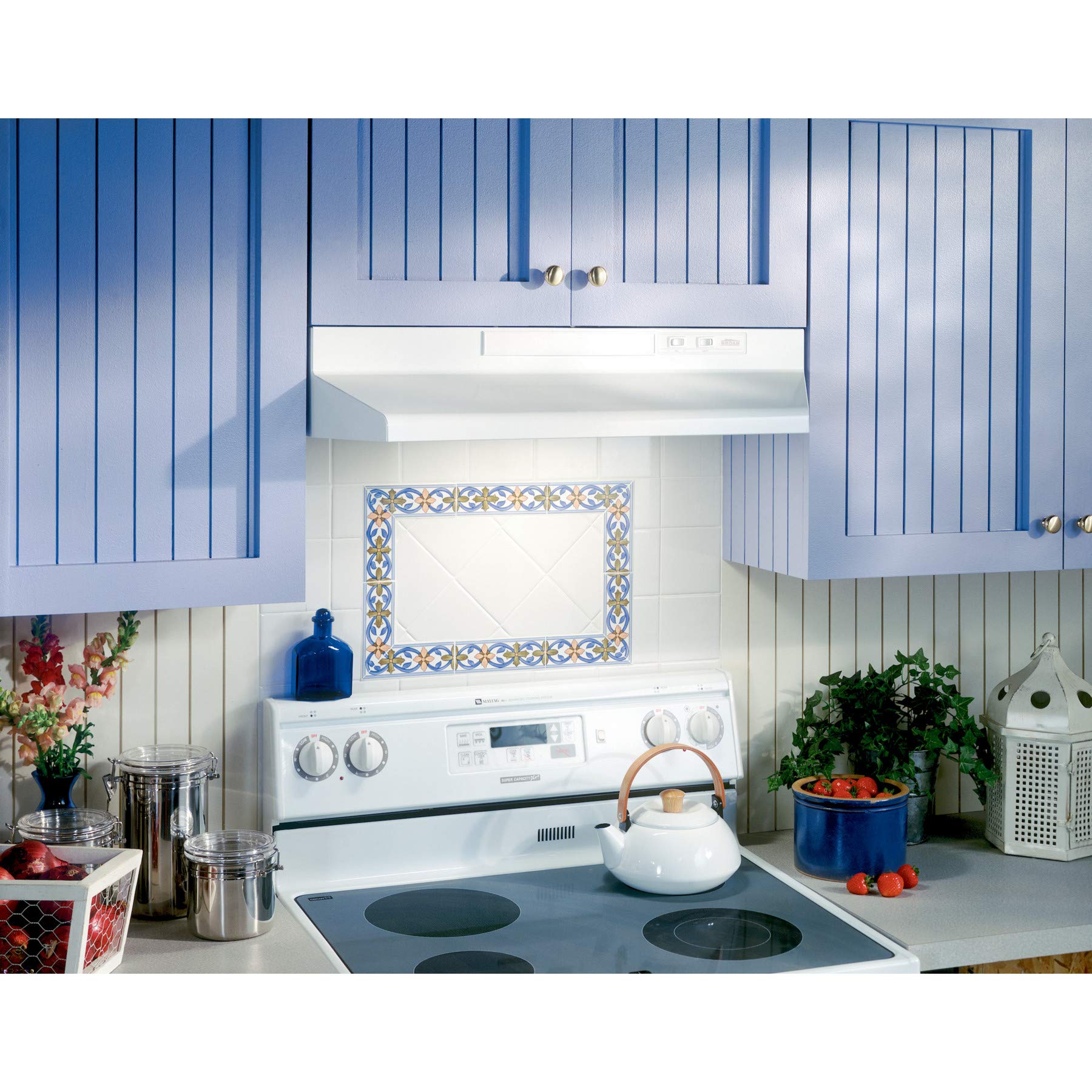 Broan-NuTone F402401 Exhaust Fan for Under Cabinet Two-Speed Four-Way Convertible Range Hood Insert with Light, 24-Inch, White