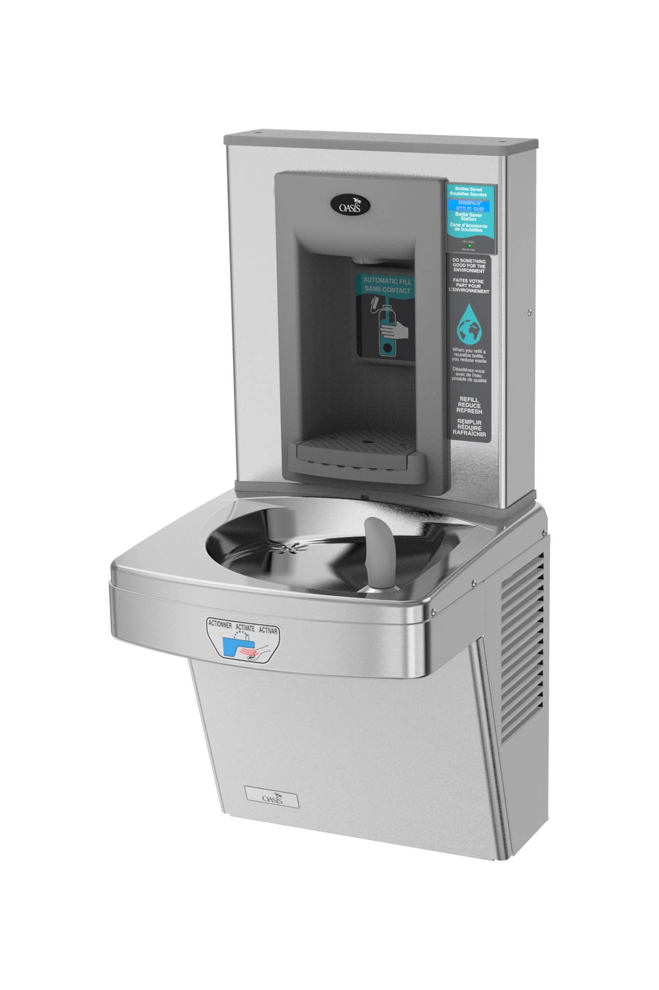 Oasis PG8EBFT VersaCooler II Contactless Drinking Fountain and Bottle Filler Combo