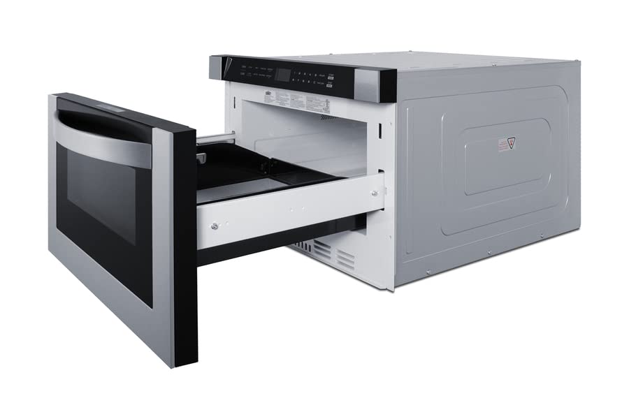 Summit MDR30SS 30" Wide Built-In Drawer Microwave for Installation in Wall or Island Openings, 1.2 cu.ft. Interior, 115V AC/60 Hz, Black/SS