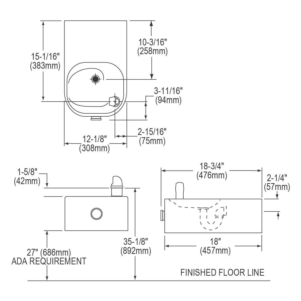 Elkay EDFP214C Soft Sides Single Fountain Non-Filtered Non-Refrigerated, Stainless