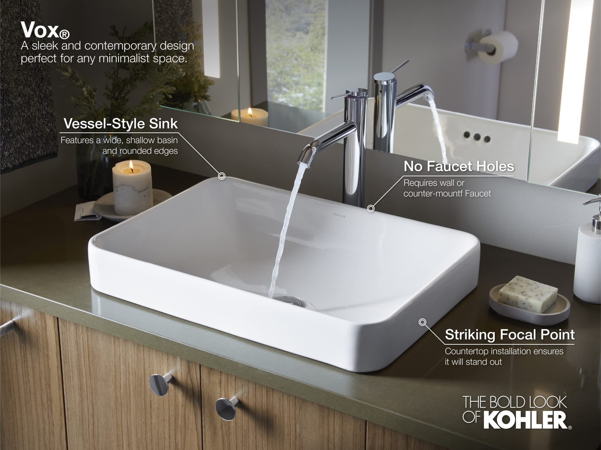 5373 - Vox Bathroom Sink (No faucet holes)