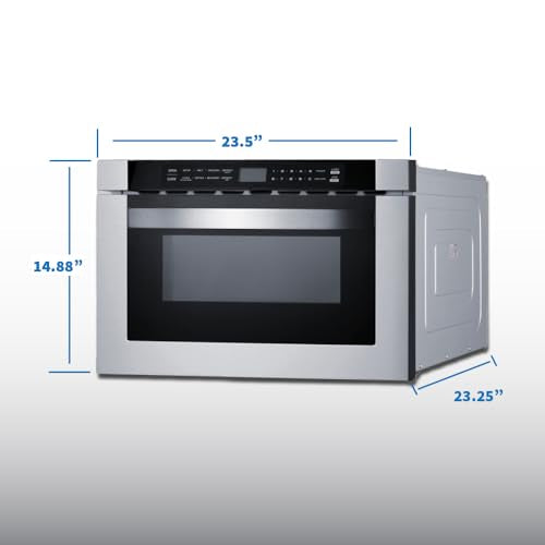 Summit MDR30SS 30" Wide Built-In Drawer Microwave for Installation in Wall or Island Openings, 1.2 cu.ft. Interior, 115V AC/60 Hz, Black/SS