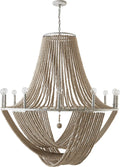 Capital Lighting 429501MS Kayla Transitional Smooth Large Painted Wood Beads Chandelier, 12-Light 720 Total Watts, 50" H x 42" W, Mystic Sand