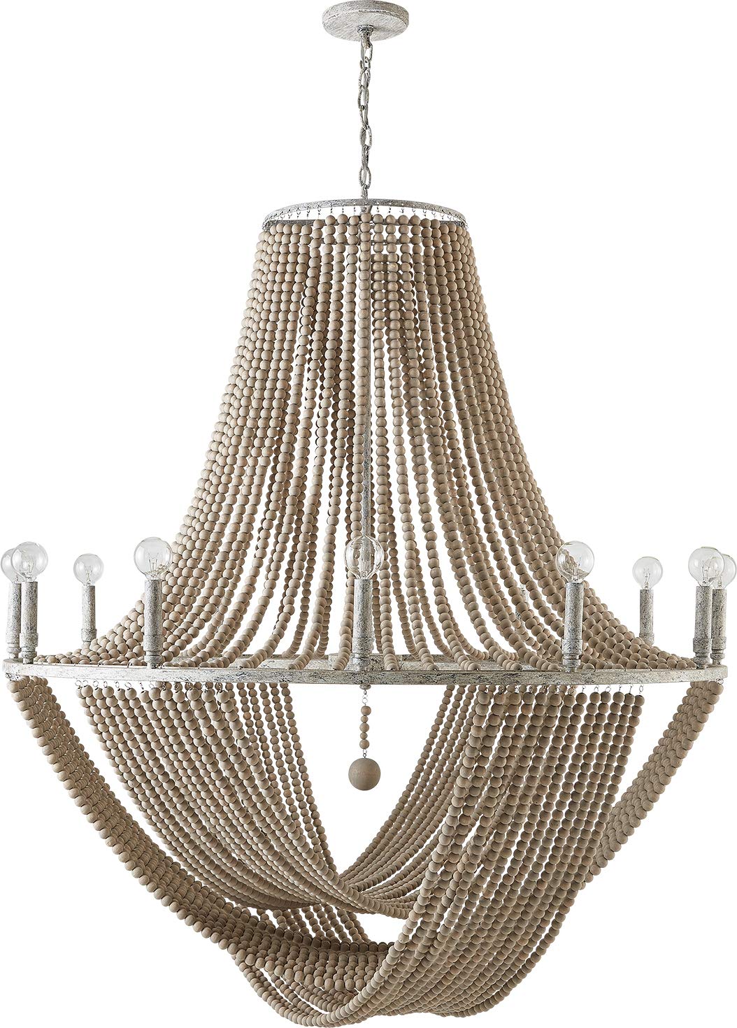 Capital Lighting 429501MS Kayla Transitional Smooth Large Painted Wood Beads Chandelier, 12-Light 720 Total Watts, 50" H x 42" W, Mystic Sand