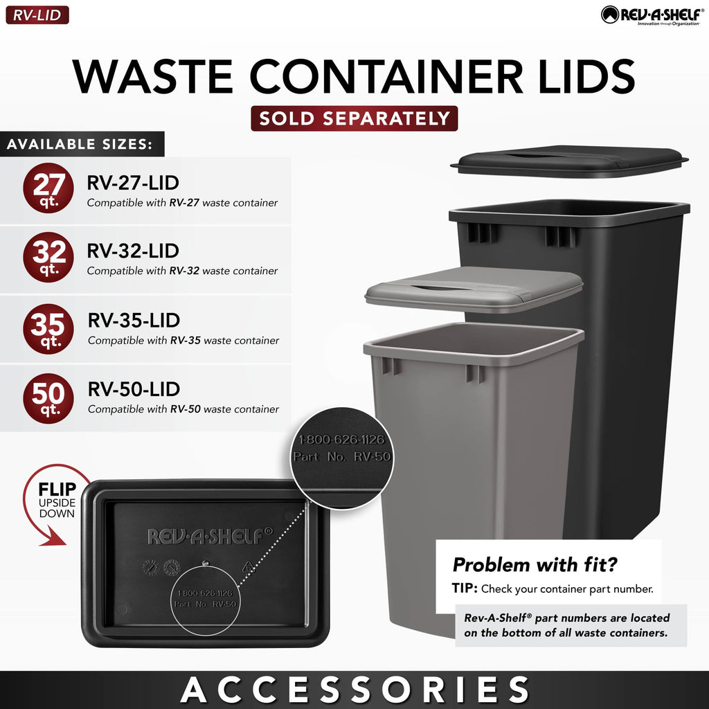 Rev-A-Shelf Tandem Pullout Waste Container w/Soft-Close