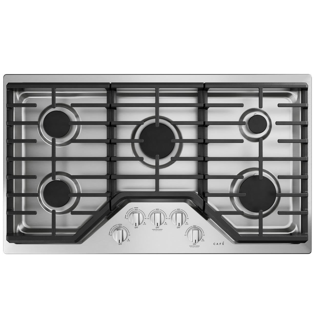 Cafe CGP70362NS1 36" Built-In Gas Cooktop with 5 Sealed Burners ADA Compliant Electronic Ignition System in Stainless Steel
