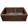 Native Trails CPK576 Farmhouse Duet Apron-Front Copper Kitchen Sink, 33" x 22", Brushed Nickel
