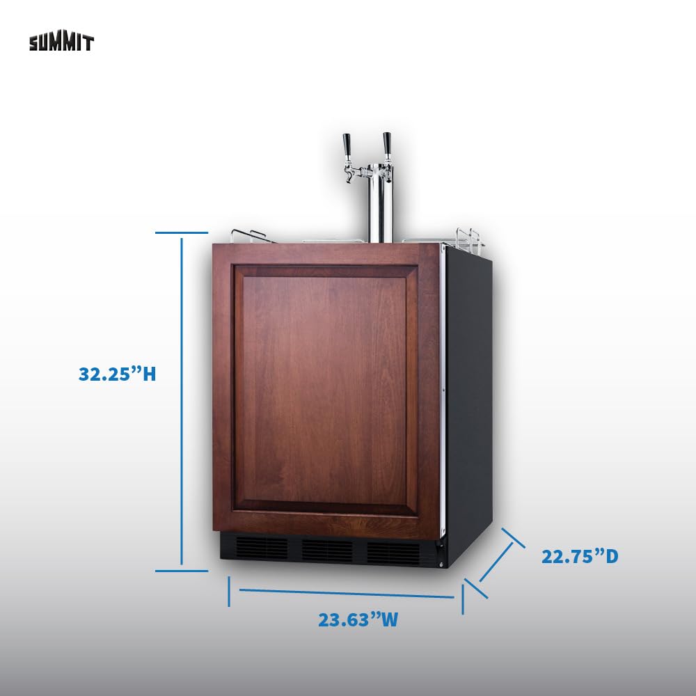 Summit SBC58BLBIADA 24 Inch Wide 5.5 Cu. Ft. Built-In Beer Double Tap Kegerator with Tap Kit -
