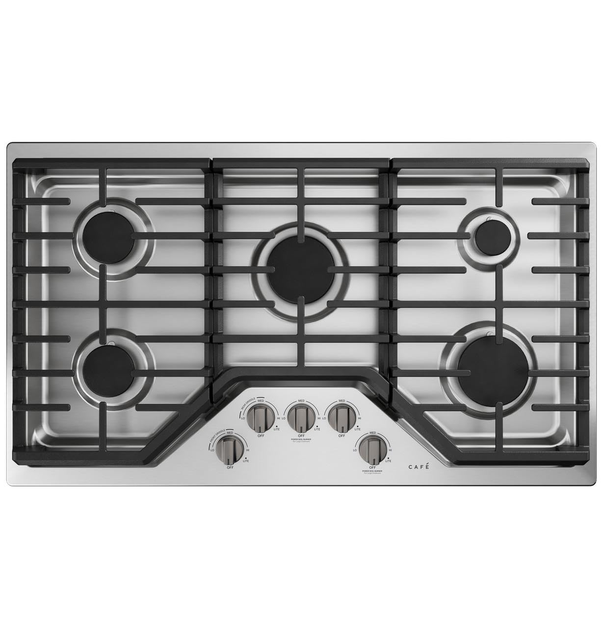 Cafe CGP70362NS1 36" Built-In Gas Cooktop with 5 Sealed Burners ADA Compliant Electronic Ignition System in Stainless Steel