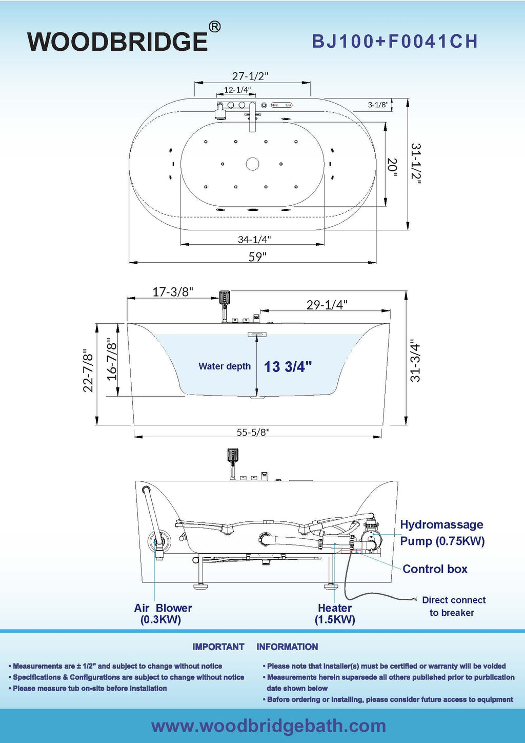 WOODBRIDGE BTS1606/B0030 Bathtub