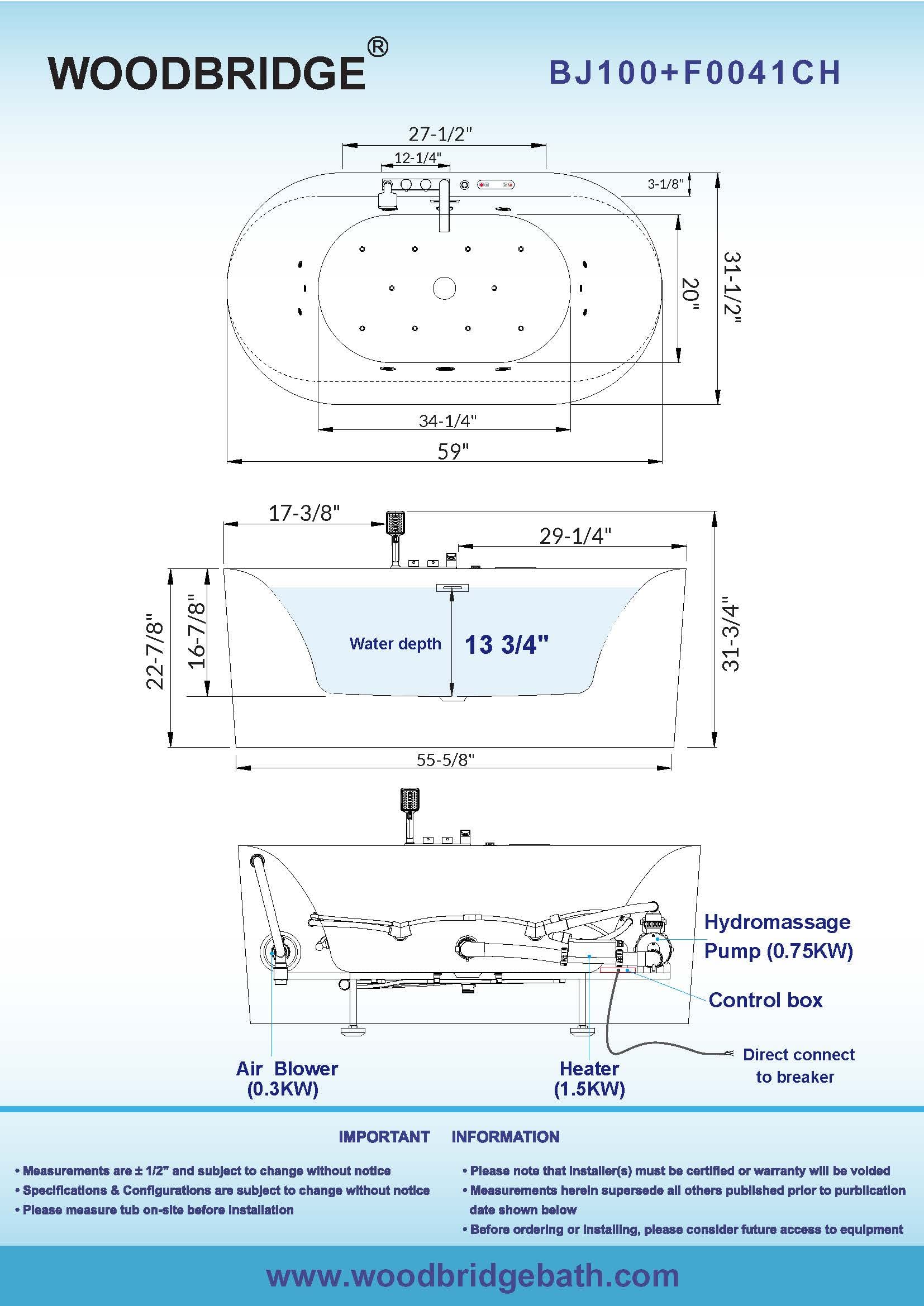 WOODBRIDGE BTS1606/B0030 Bathtub