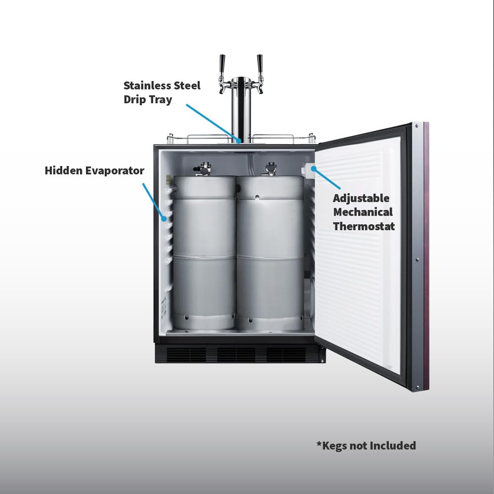 Summit SBC58BLBIADA 24 Inch Wide 5.5 Cu. Ft. Built-In Beer Double Tap Kegerator with Tap Kit -