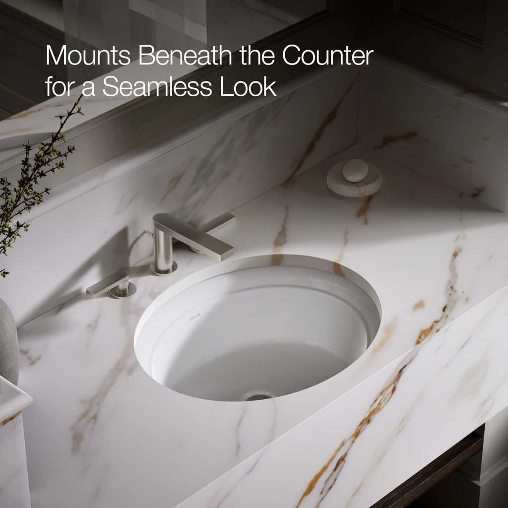 Kohler K-21782 Artifacts 17-5/16" Oval Vitreous China Undermount Bathroom Sink with Overflow -