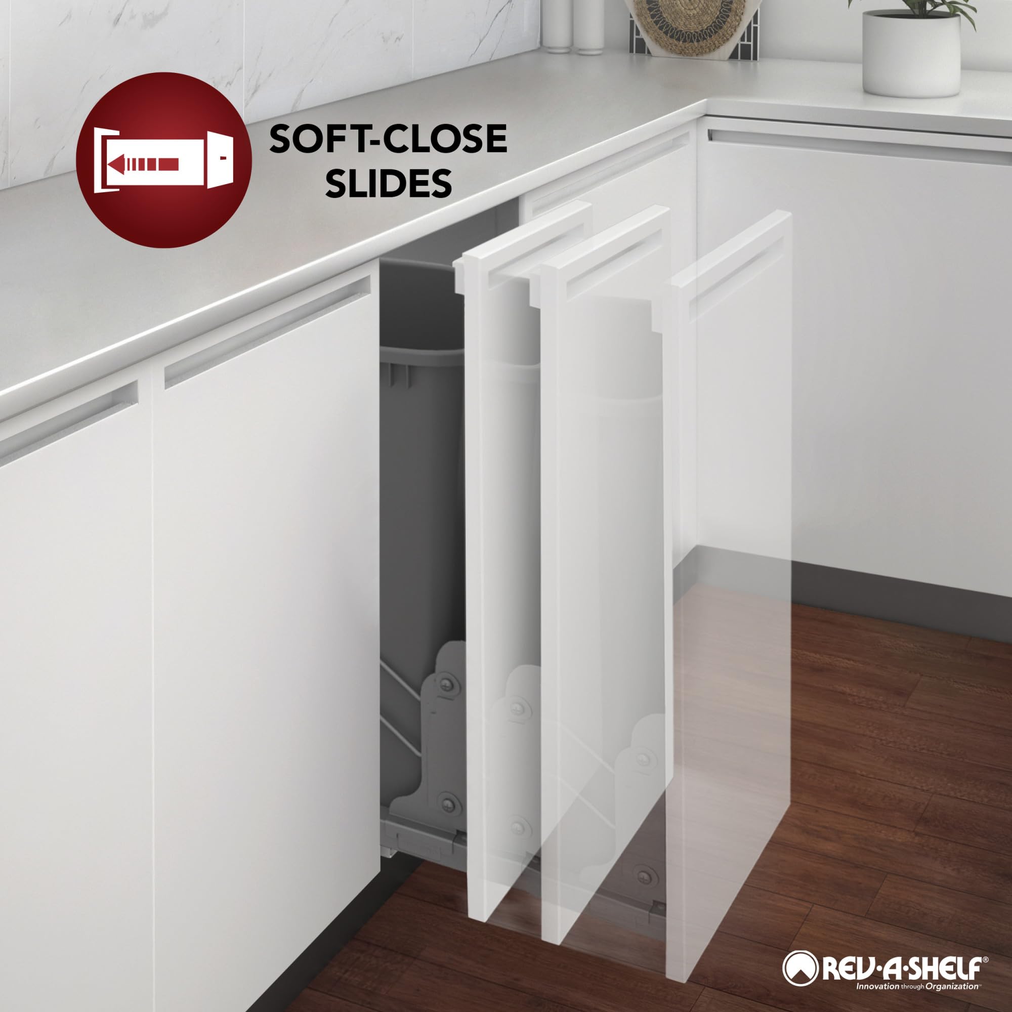 Rev-A-Shelf Tandem Pullout Waste Container w/Soft-Close