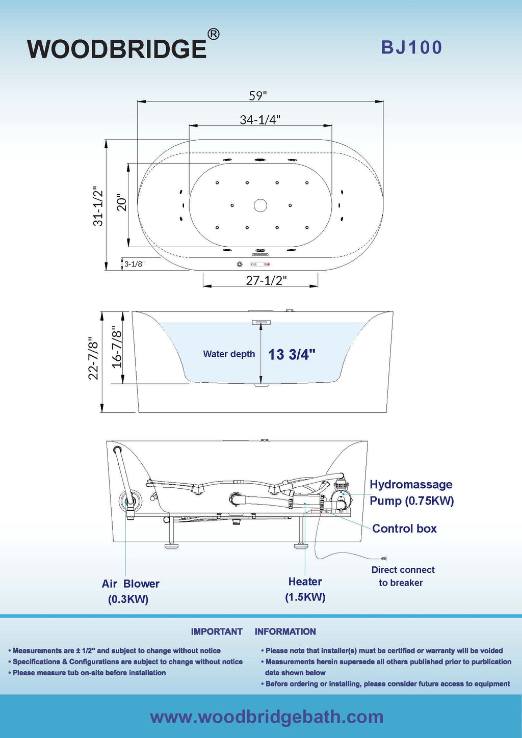 WOODBRIDGE BTS1606/B0030 Bathtub