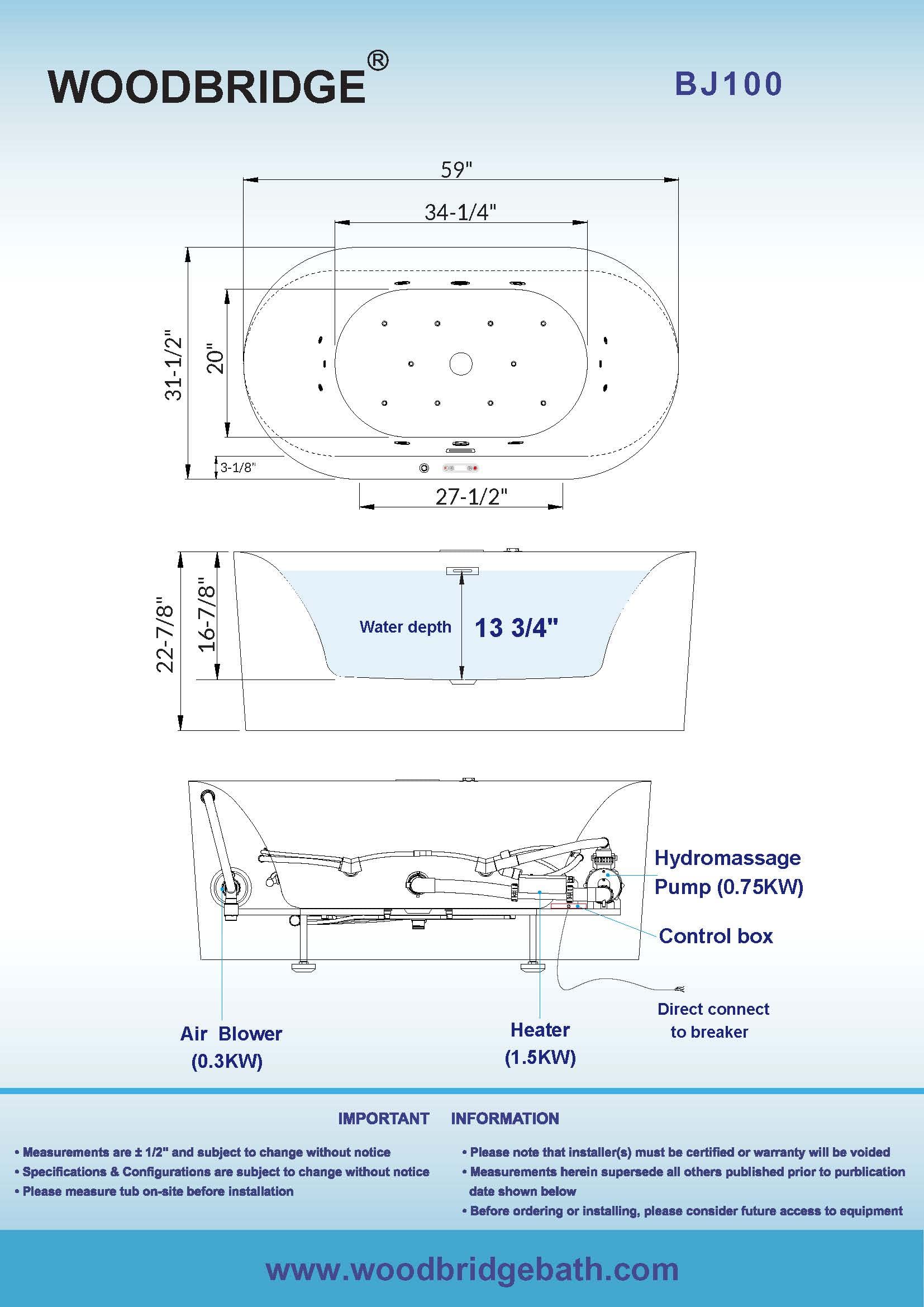 WOODBRIDGE BTS1606/B0030 Bathtub